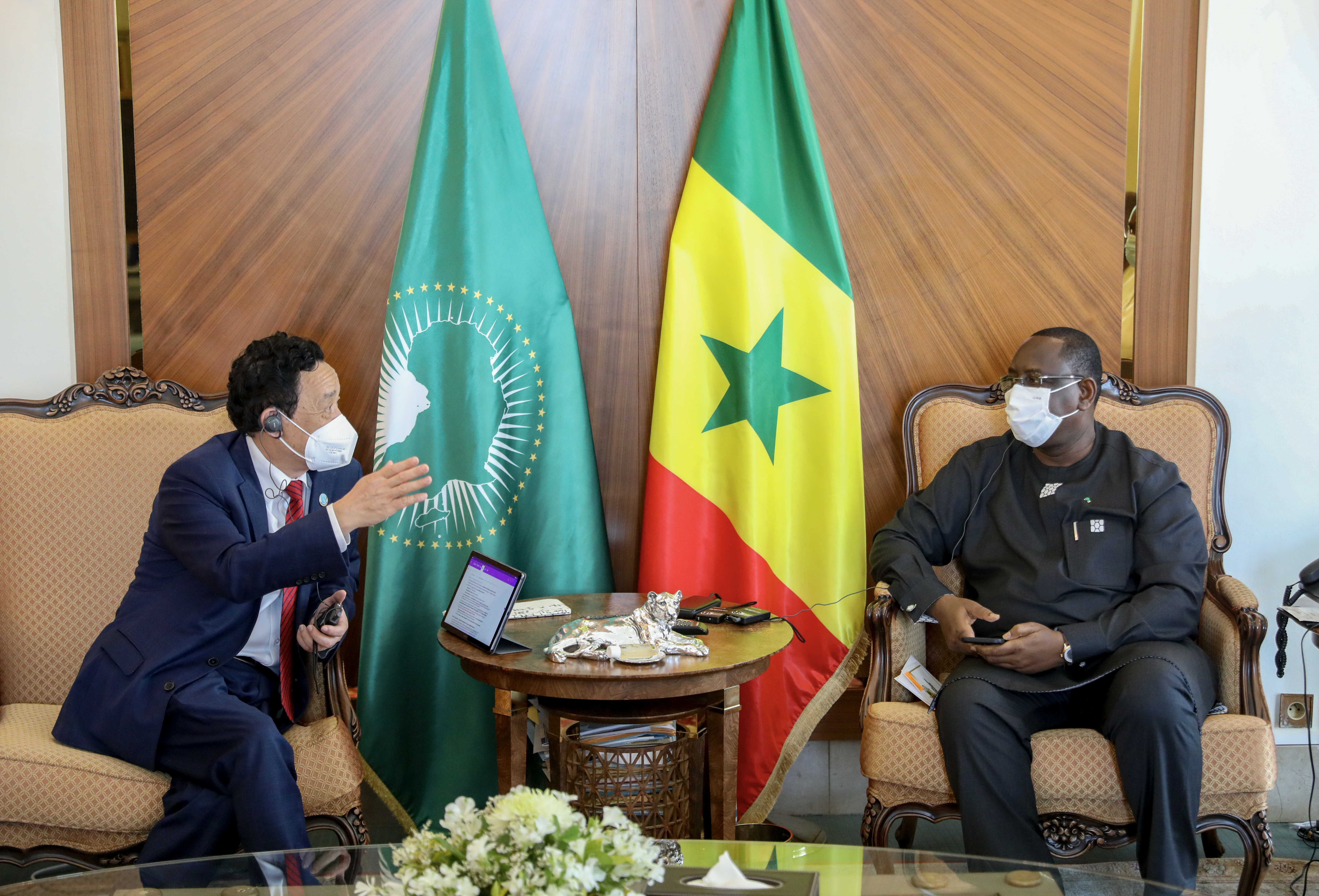 Rencontre entre le Directeur général de la FAO, Qu Dongyu, et le Président du Sénégal, Macky Sall.