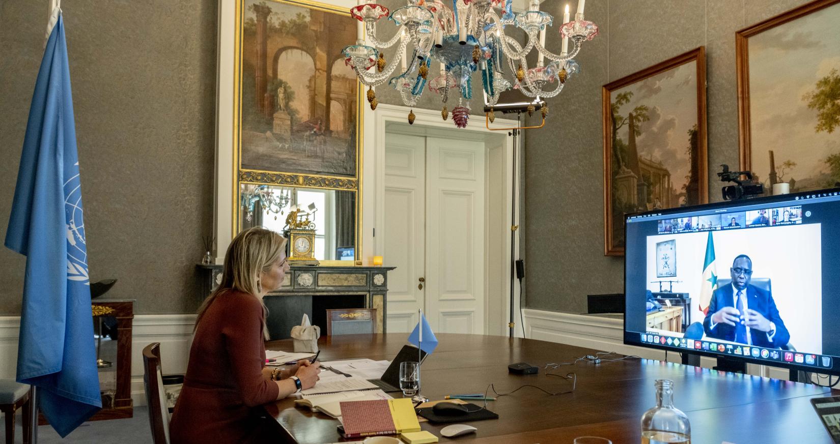 Visite virtuelle de la reine Máxima au Sénégal, qui échange avec SE le Président Macky Sall