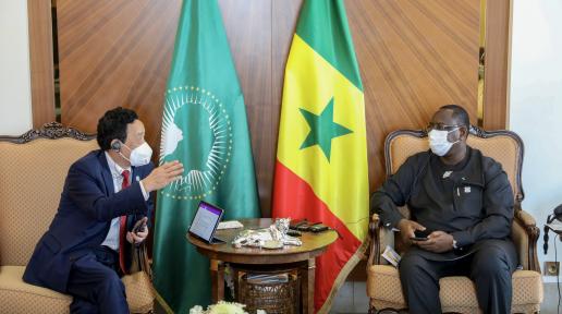 Rencontre entre le Directeur général de la FAO, Qu Dongyu, et le Président du Sénégal, Macky Sall.